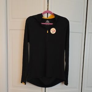 Majestic Steelers Cool Base Black and Yellow Long Sleeve Pullover